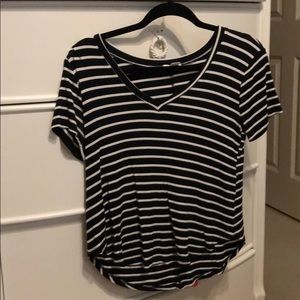 Black and white stripped short sleeve shirt